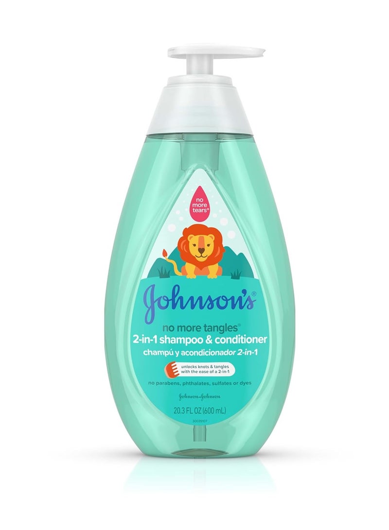Johnson's Kids No More Tangles 2-in-1 Detangling Shampoo & Conditioner for Kids & Toddlers, Gentle & No More Tears, Hypoallergenic & Free of Parabens, Sulfates & Dyes, 20.3 fl. Oz - Image 1