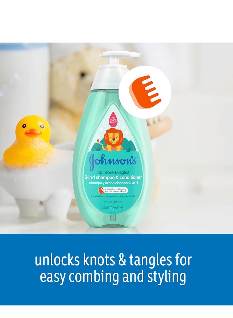 Johnson's Kids No More Tangles 2-in-1 Detangling Shampoo & Conditioner for Kids & Toddlers, Gentle & No More Tears, Hypoallergenic & Free of Parabens, Sulfates & Dyes, 20.3 fl. Oz - Image 5