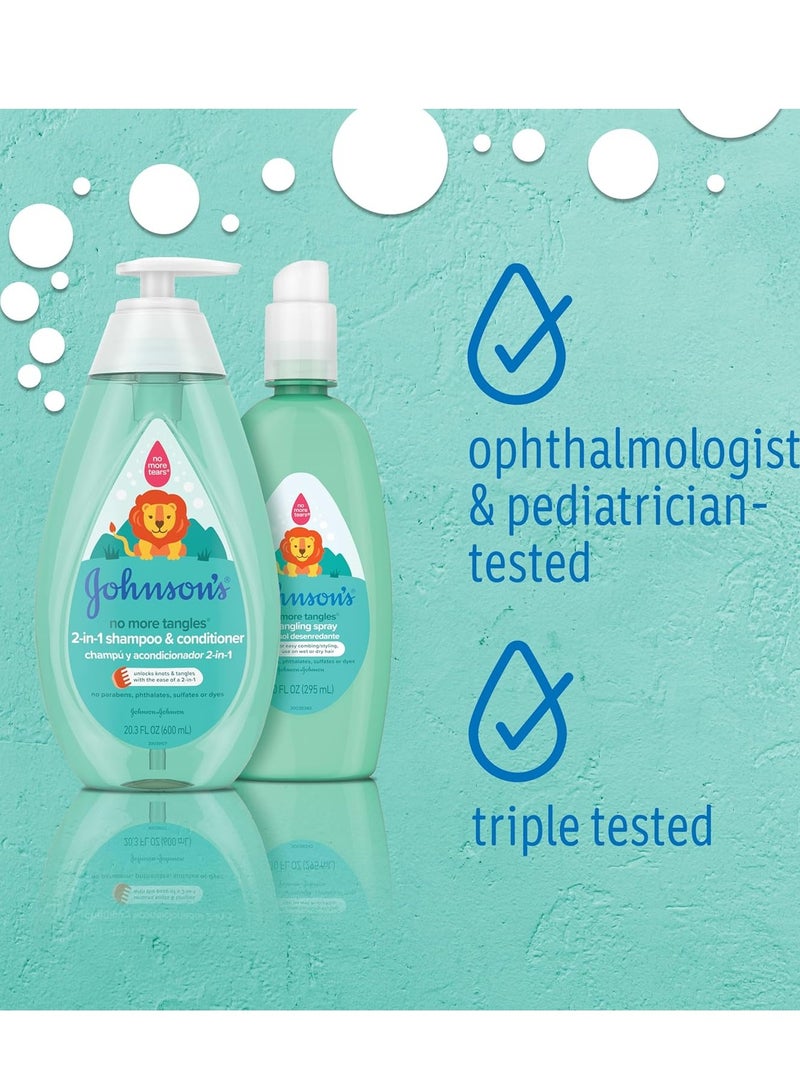 Johnson's Kids No More Tangles 2-in-1 Detangling Shampoo & Conditioner for Kids & Toddlers, Gentle & No More Tears, Hypoallergenic & Free of Parabens, Sulfates & Dyes, 20.3 fl. Oz - Image 3