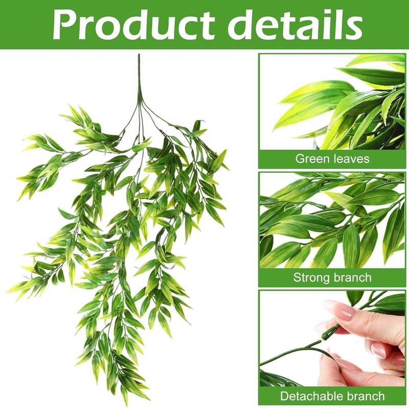 Hoteam 12 Pcs Artificial Hanging Plants Fake Ivy Vines with Fake Leaves for Living Room Decor Indoor Outdoor Decorations for Patio Artificial Plants Greenery for House Wall, No Baskets (Bamboo Leaf) - Image 3