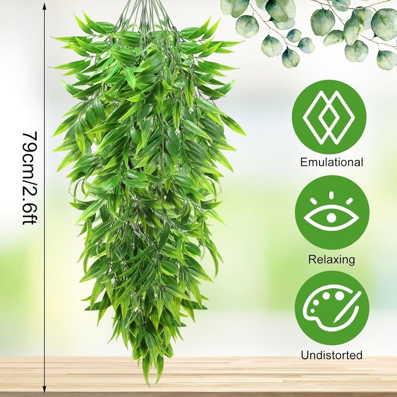 Hoteam 12 Pcs Artificial Hanging Plants Fake Ivy Vines with Fake Leaves for Living Room Decor Indoor Outdoor Decorations for Patio Artificial Plants Greenery for House Wall, No Baskets (Bamboo Leaf) - Image 2
