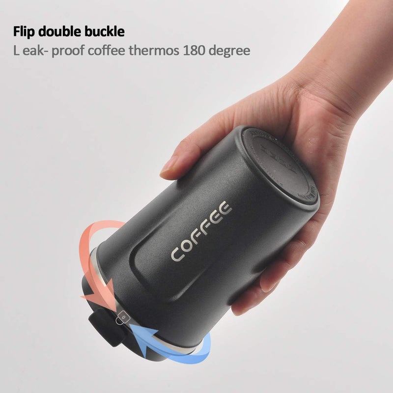 CS COSDDI 12 oz Stainless Steel Vacuum Insulated Tumbler - Coffee Travel Mug Spill Proof with Lid - Thermos Cup for Keep Hot/Ice Coffee Tea and Beer (Black) - Image 2