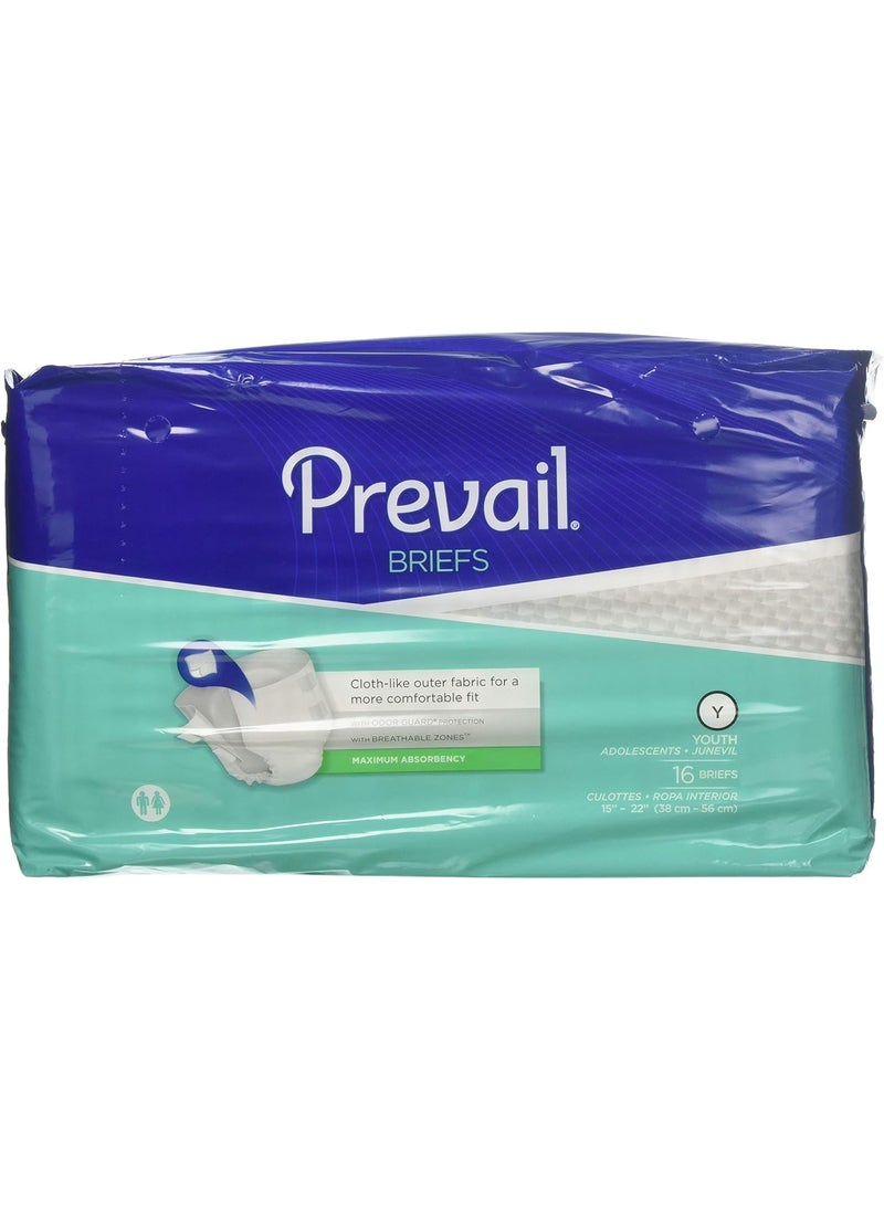 Prevail - Prevail Incontinence Youth Brief, Disposable Unisex Youth Diapers with Tabs, Maximum Absorbency, 16 Count Bag - Image 1