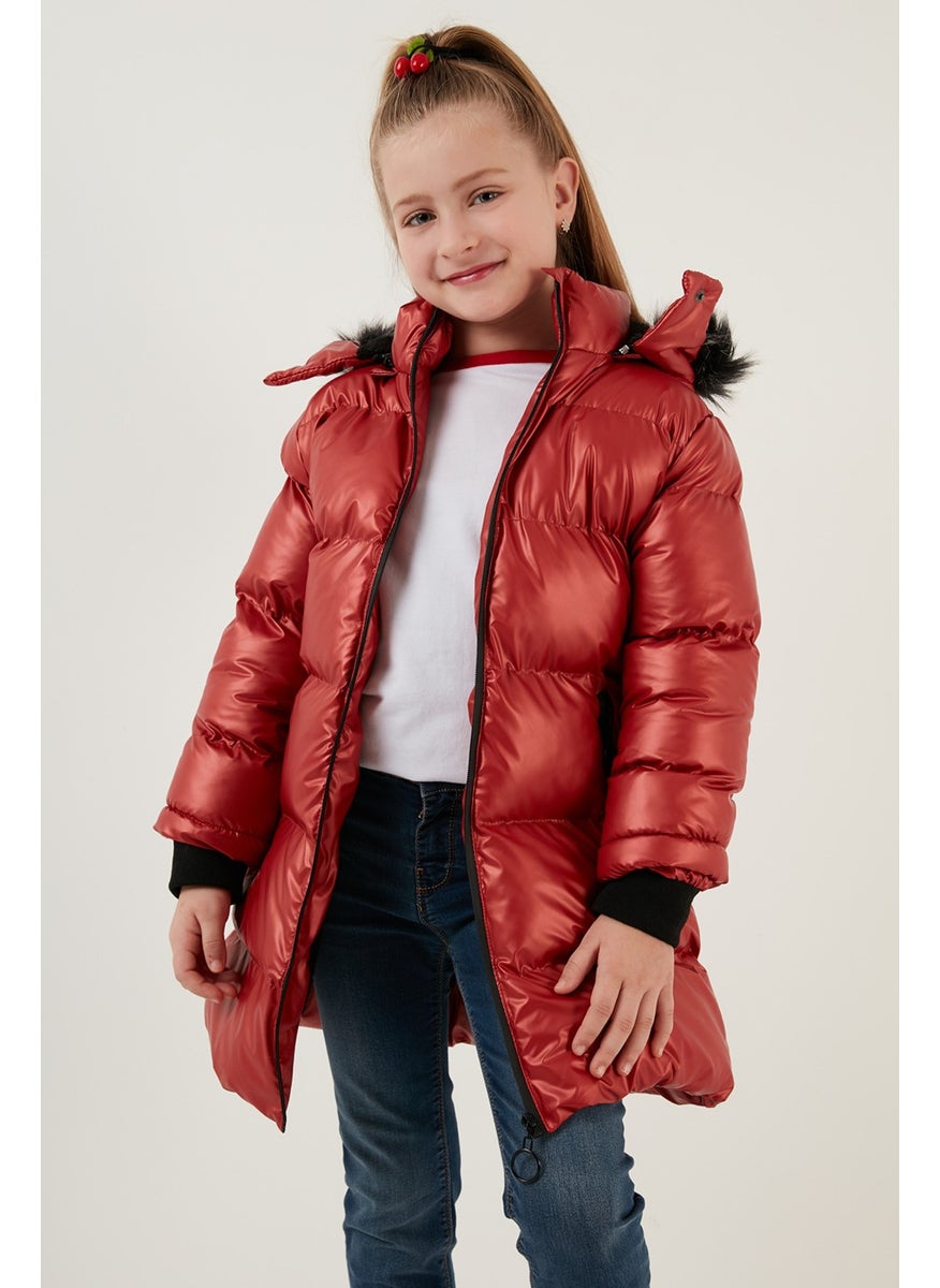 Lela Plush Lined Faux Fur Collar Removable Hooded Winter Coat Girls' Coat 5761908  - Image 2