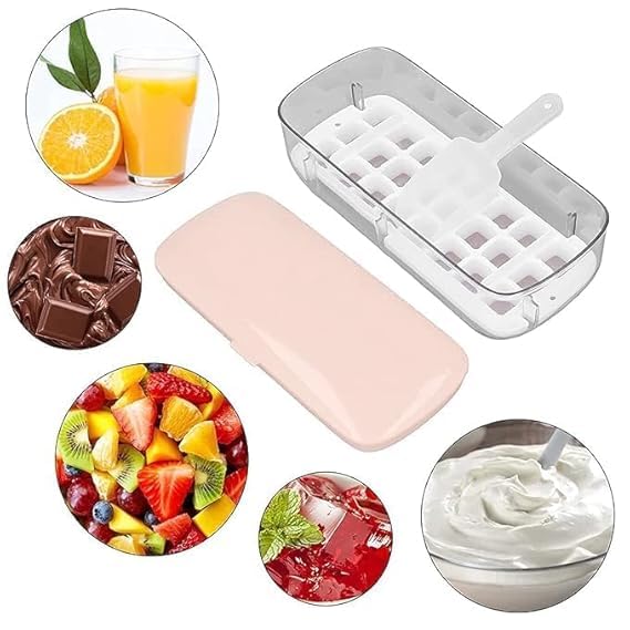SHOPECOM ICE CUBE TRAY SINGAL LAYER Single Layer BPA Free Ice Cube Tray Set with Lid and Storage Bin Silicone 24 Grid Ice Cube Tray for Cocktails Whisky Chocolate Tea Coffee Home Use Ice Cube Tray Set - Image 3