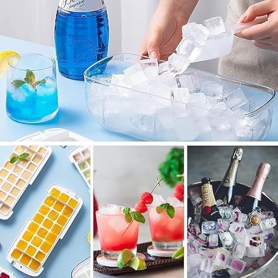 SHOPECOM ICE CUBE TRAY SINGAL LAYER Single Layer BPA Free Ice Cube Tray Set with Lid and Storage Bin Silicone 24 Grid Ice Cube Tray for Cocktails Whisky Chocolate Tea Coffee Home Use Ice Cube Tray Set - Image 4