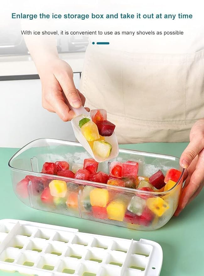 SHOPECOM ICE CUBE TRAY SINGAL LAYER Single Layer BPA Free Ice Cube Tray Set with Lid and Storage Bin Silicone 24 Grid Ice Cube Tray for Cocktails Whisky Chocolate Tea Coffee Home Use Ice Cube Tray Set - Image 2