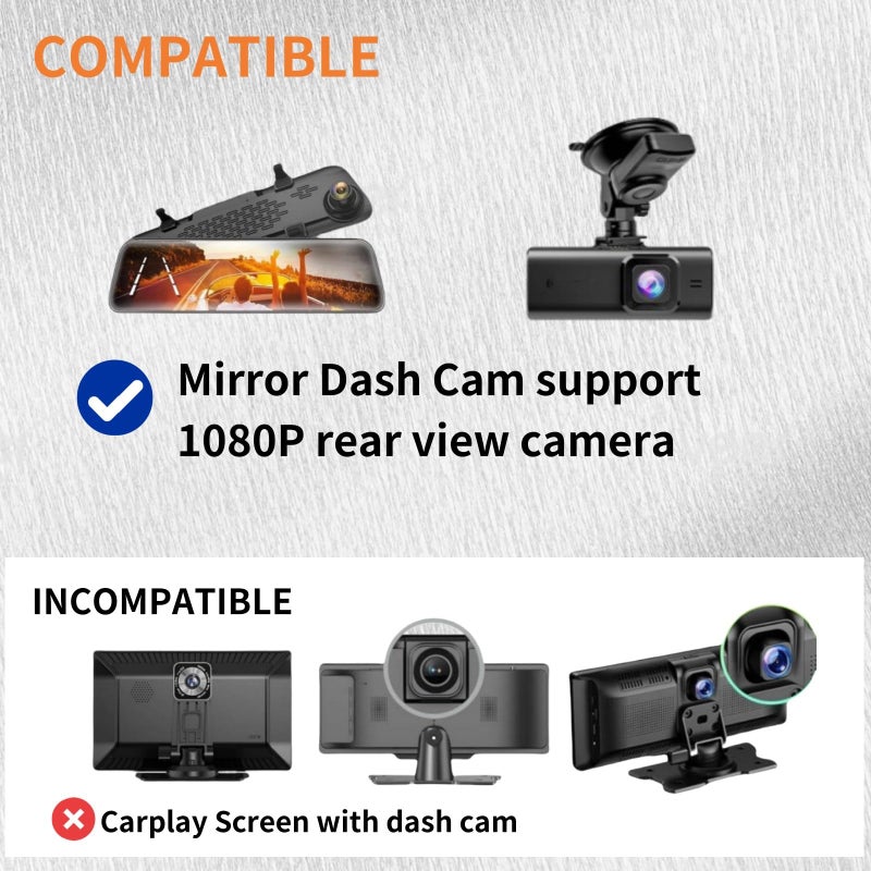 Epronic 4 Pin Backup Camera for Mirror Dash Cam AHD1080P, 4 Pin to 2.5mm Jack Vehicle Backup Camera Dash Cam Front/Rear View Camera 19.68ft Extension Cable - Image 4