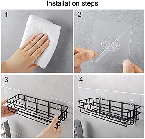 Smart Saver 2 Pack Shower Caddy Shelf Organizer Rack, Self Adhesive Black Bathroom Shelves Basket, Home Kitchen Wall Inside Organization - Image 5