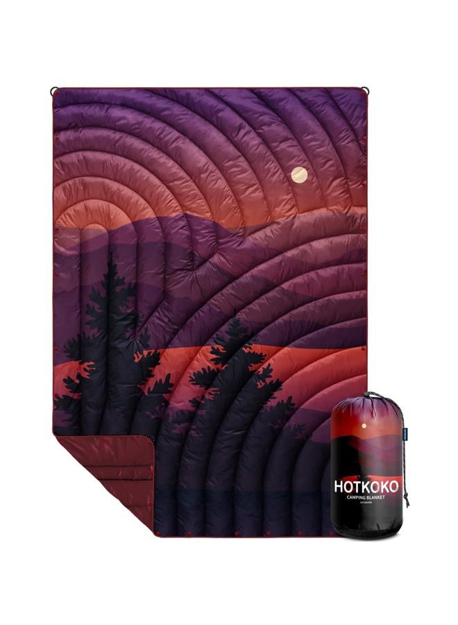 hotkoko Camping Blanket,Lightweight Down Alternative Puffy Printed Camping Blanket Packable Outdoor Blanket for Camping,Traveling, Stadium, Hiking, Picnics, Night - Image 1
