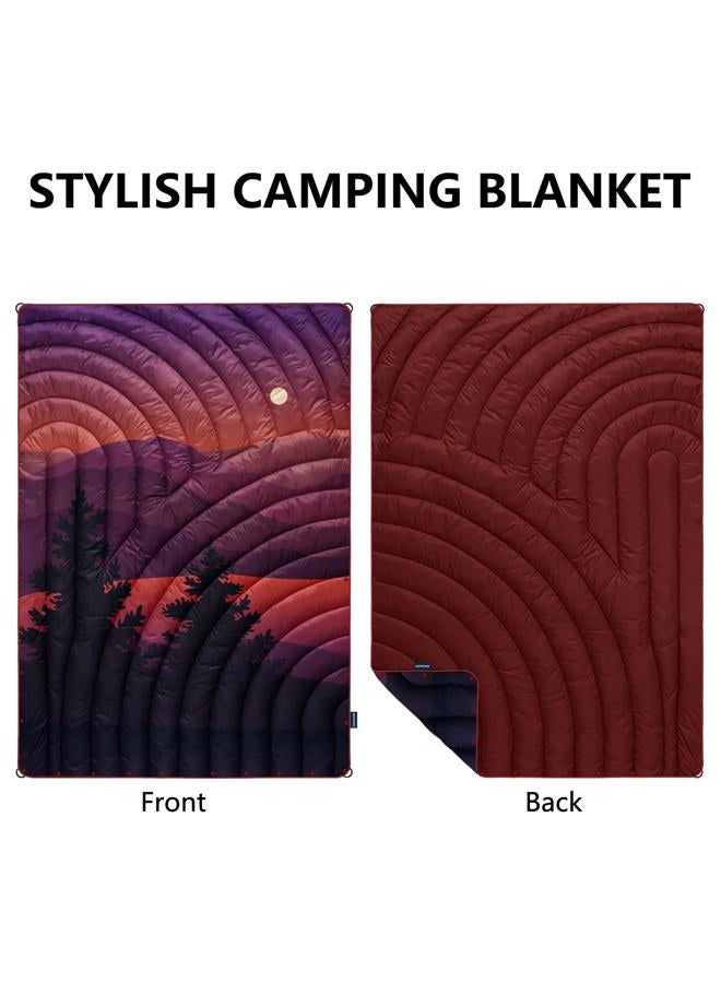 hotkoko Camping Blanket,Lightweight Down Alternative Puffy Printed Camping Blanket Packable Outdoor Blanket for Camping,Traveling, Stadium, Hiking, Picnics, Night - Image 2