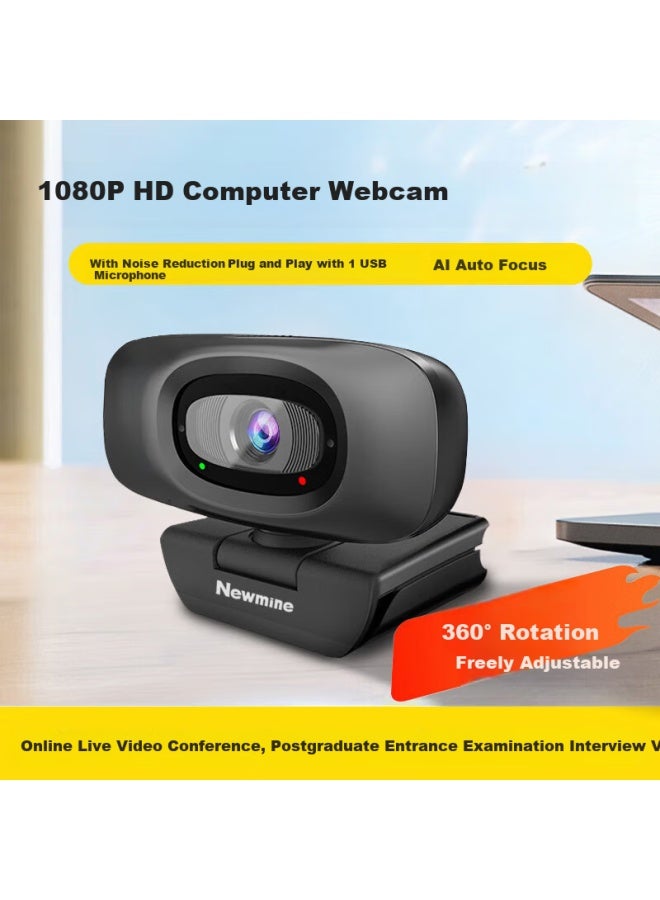 Newmine Hd Webcam With Microphone 1080p Wide Angle Desktop Laptop External Camera For Home Video Conference Office Study Usb Plug And Play - Image 3