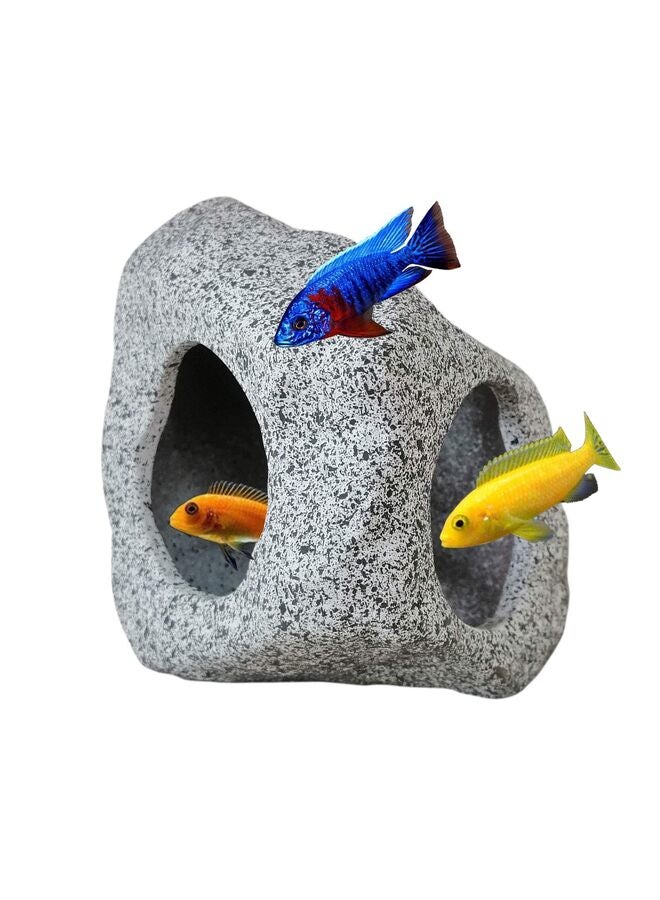 كهف صخري مخفي في حوض السمك للحيوانات المائية للتكاثر واللعب والراحة، حجر ديكور لأسماك البيتا - Image 1