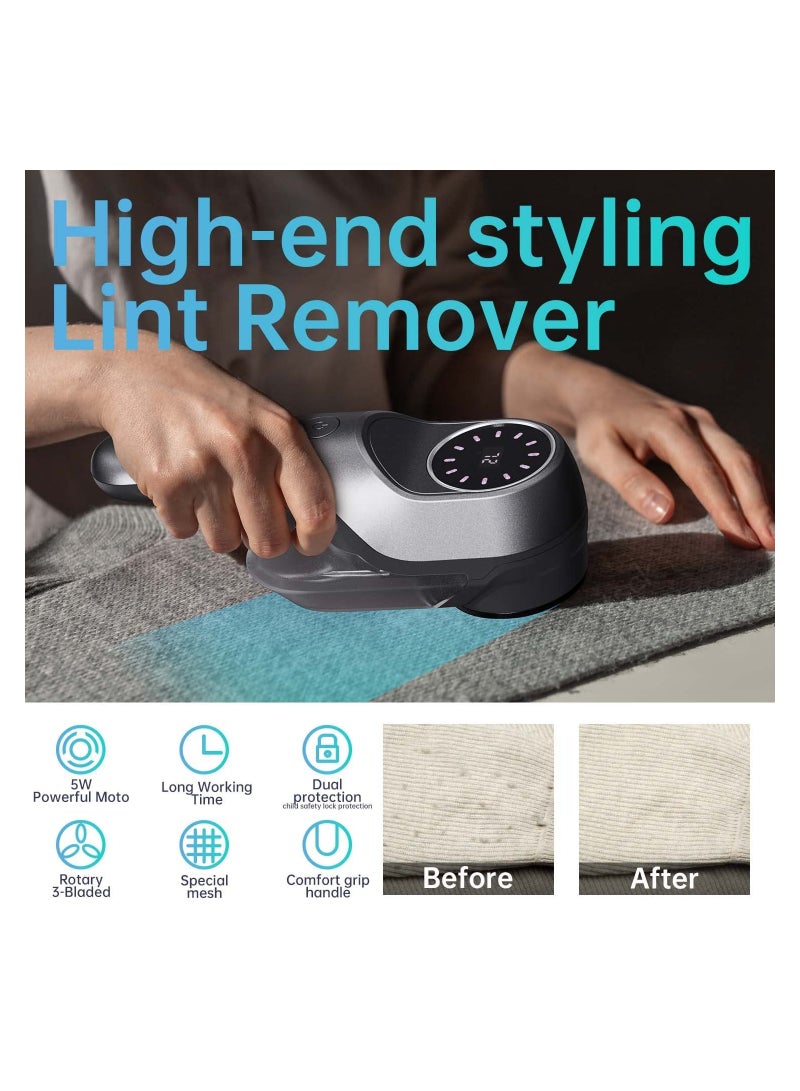 Lint remover, Bobble Remover for Clothes, Fabric Shaver Lint Remover Powerful Lint Shaver 2 Speeds, 3 Replaceable Blades Sweater Pilling Remover Fluff Shaver Brush Fuzz Debobbler for Clothes - Image 5
