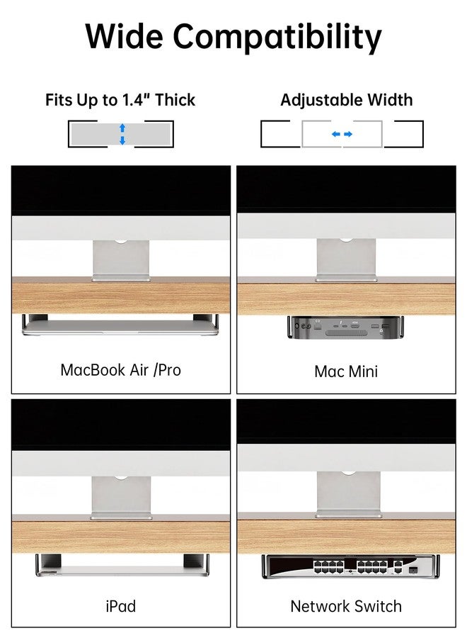 NiHome Under Desk Laptop Mount & Wall Holder, Adjustable Metal Bracket 35mm - Image 4