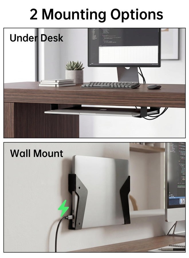 NiHome Under Desk Laptop Mount & Wall Holder, Adjustable Metal Bracket 35mm - Image 2