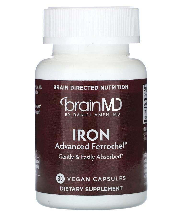 BRAINMD Iron 30 Vegan Capsules (25 mg per Capsule)