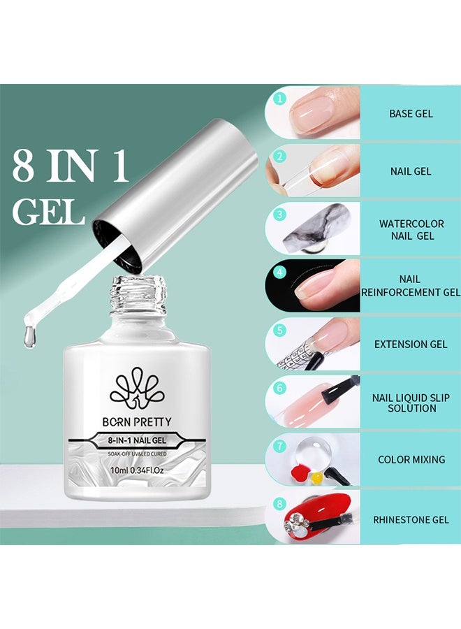 Born Pretty 8 In 1 Nail Glue Gel 10ml, Multiple Functions Super Strong Nail Extension Glue Soak Off UV&LED Cured, High Gloss Long Lasting Easy to Use Nail Repair Treatment - Image 2