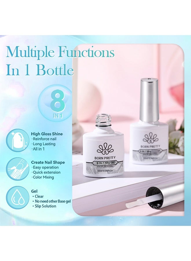 Born Pretty 8 In 1 Nail Glue Gel 10ml, Multiple Functions Super Strong Nail Extension Glue Soak Off UV&LED Cured, High Gloss Long Lasting Easy to Use Nail Repair Treatment - Image 3