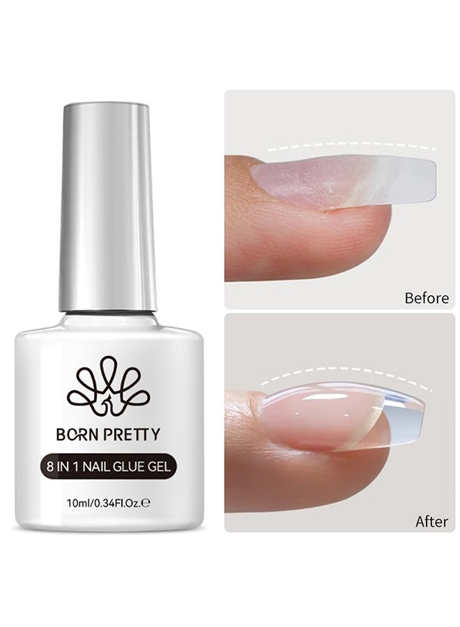 Born Pretty 8 In 1 Nail Glue Gel 10ml, Multiple Functions Super Strong Nail Extension Glue Soak Off UV&LED Cured, High Gloss Long Lasting Easy to Use Nail Repair Treatment - Image 1