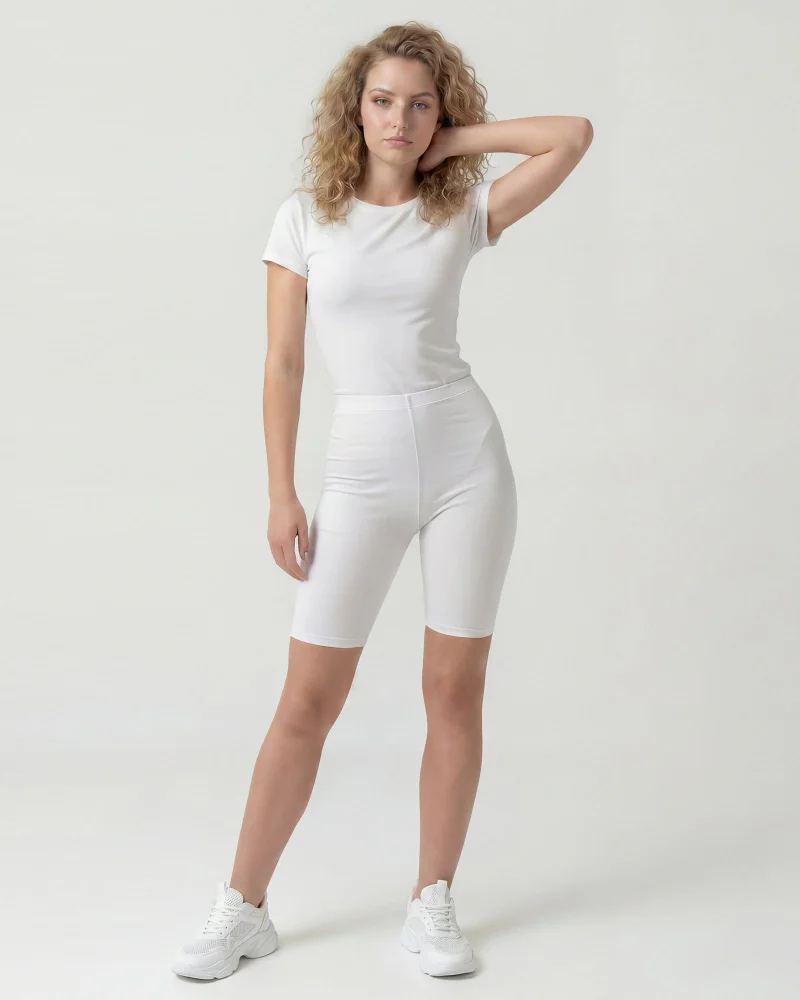 Redtag Women White Biker Shorts