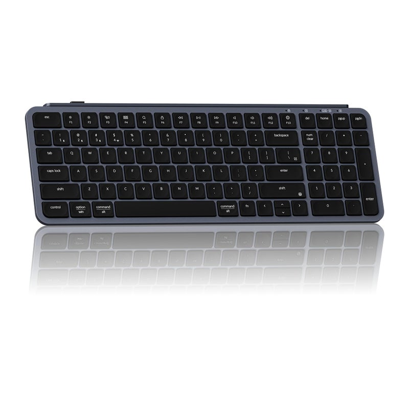 Keychron Ultra-Slim B2 Pro Bluetooth Keyboard 2.4 GHz Wireless Lightweight 96% Launcher Support with Numeric Keypad Compatible for Mac Windows Linux - Space Gray - Image 1