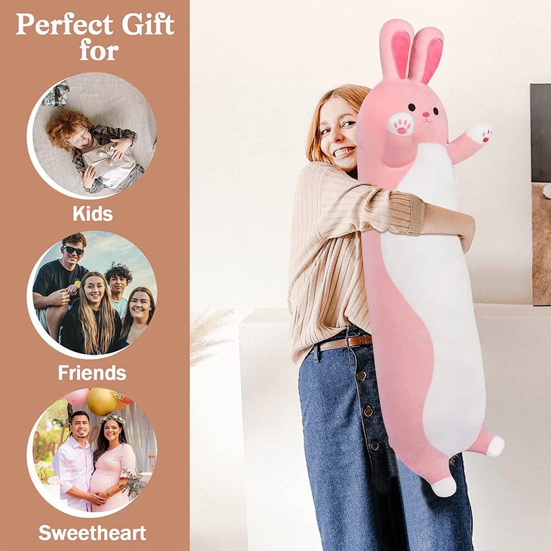 TechMax Solution Huggable Bunny Plush, Long Throw Pillow, Sleeping Hugging Pillows, Giant Cony Body Pillow, Beloved Gifts at Christmas or Birthday - Image 4