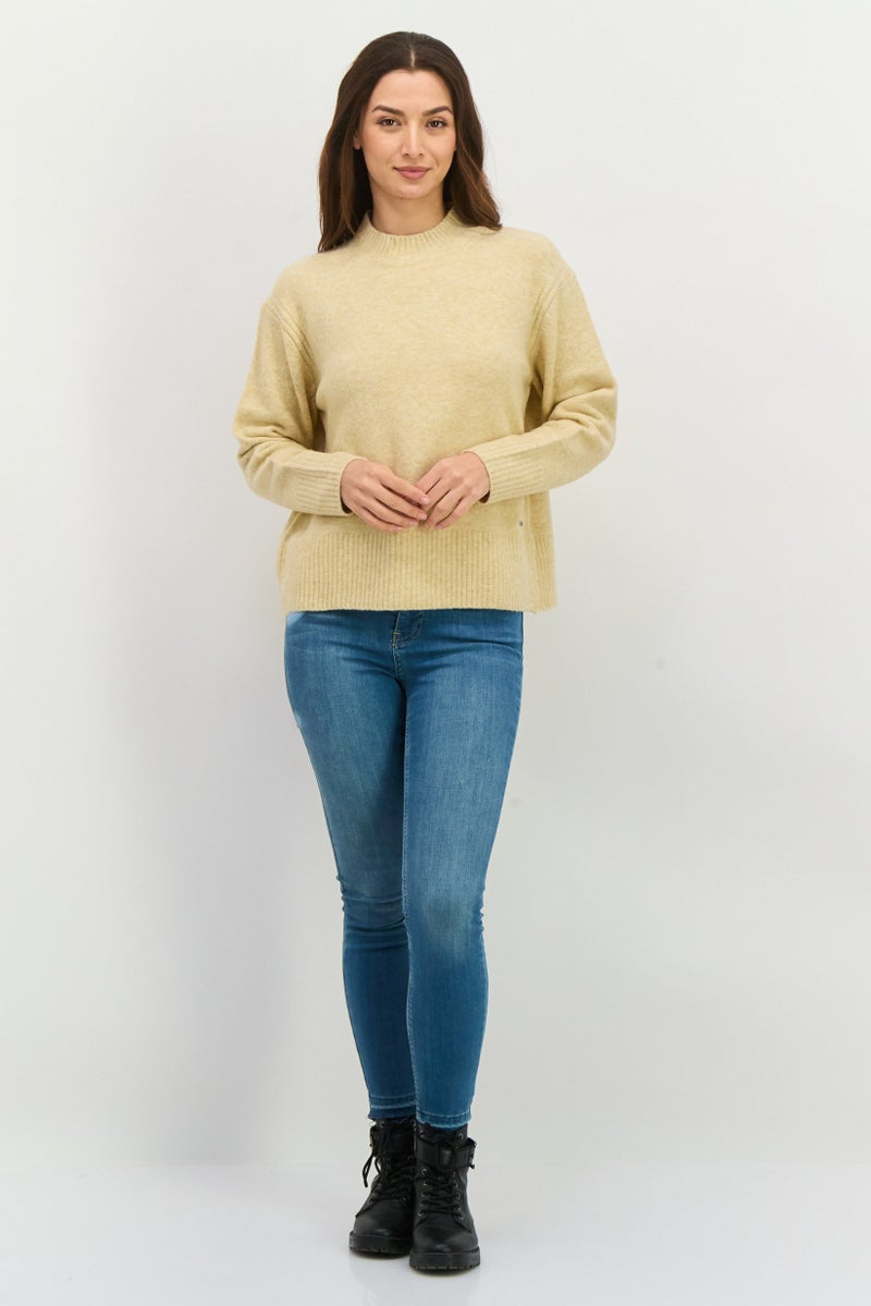 Pepe Jeans سويت شيرت نسائي بياقة دائرية محبوك، لون جمل - Image 4