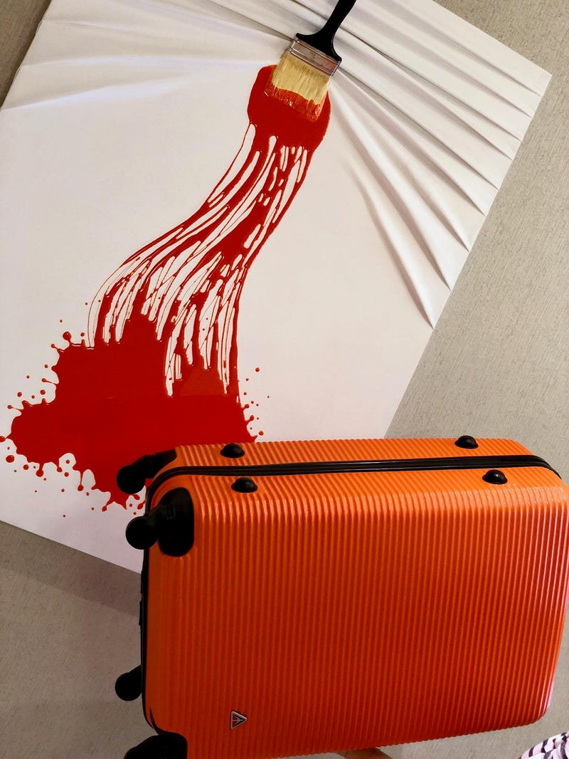 InUSA ROYAL Hardside Spinner Luggage with Ergonomic Handles | Spacious Travel Suitcase with Four Spinner Wheels and Studs | 24 Inch Medium Hardside Spinner Luggage | Orange - Image 5