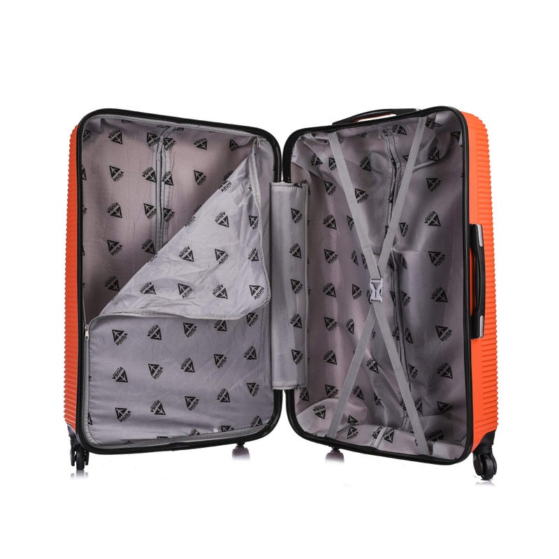 InUSA ROYAL Hardside Spinner Luggage with Ergonomic Handles | Spacious Travel Suitcase with Four Spinner Wheels and Studs | 24 Inch Medium Hardside Spinner Luggage | Orange - Image 4
