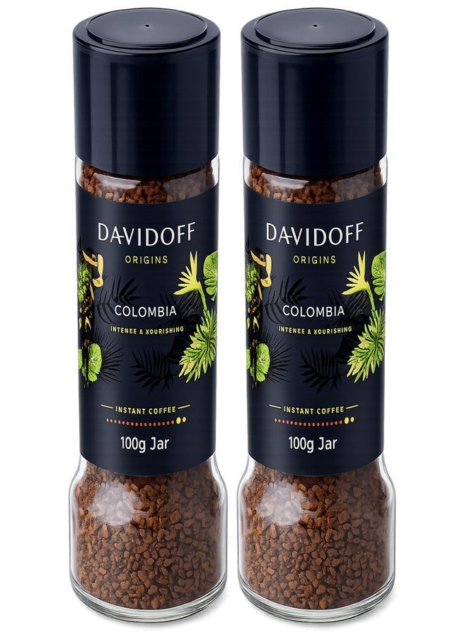 Davidoff Colombia Instant Coffee (Pack Of 2 - 100g) Each Jar By COUGAR | Intense & Nourishing Flavor Profile | Premium 100% Arabica Colombian Coffee | Smooth Medium Roast Coffee for Home & Office - (IMPORTED) - Image 1