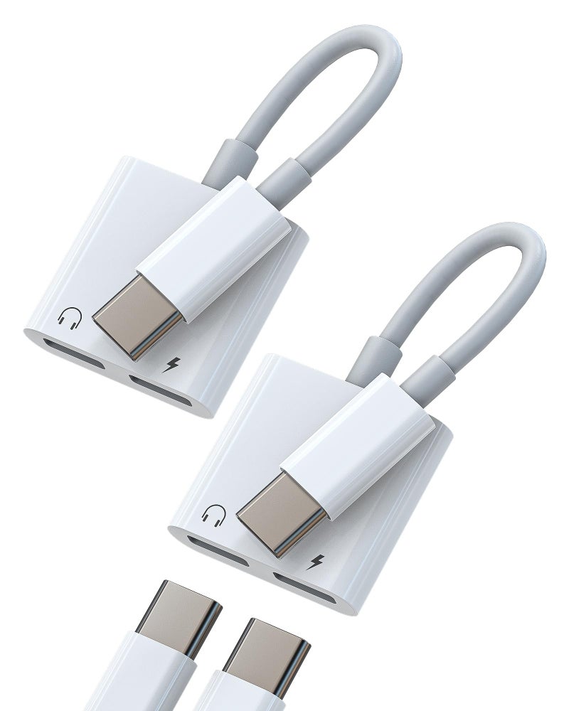 WASRUYI USB C Headphone Splitter(2 pack)Dual Type C Aux Audio Jack Fast Charging Cable Adapter for Apple for iPhone16 15 pro compatible for Samsung Earphone Connector Adaptor for iPad Dongle Android Converter - Image 1