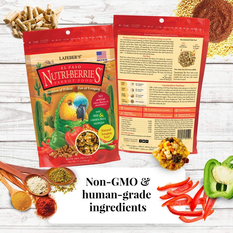 LAFEBER'S Nutri-Berries Pet Bird Food Variety Sampler Bundles, Made with Non-GMO and Human-Grade Ingredients, for Parrots, 10 oz. Each (4 Pk Bundle) with Free Avi-Cake Sample - Image 5