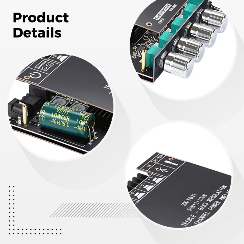 500W 2 1 Channel Wireless Digital Amplifier Board With Tpa3116 Chip Aux Input - Image 5