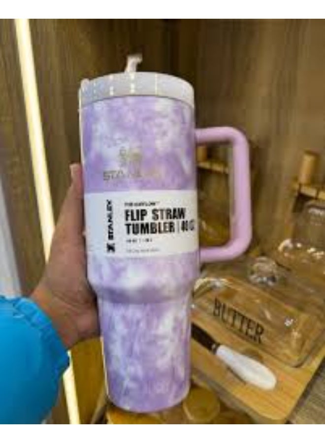 ستانلي كوب كوينشر H2.0 فلو ستيت معزول بتفريغ الهواء من ستانلي من الستانلس ستيل مع غطاء وماصة للمياه والشاي المثلج او القهوة والسموذي واكثر من ذلك، رخامي 2.0، 40 اونصة - Image 1