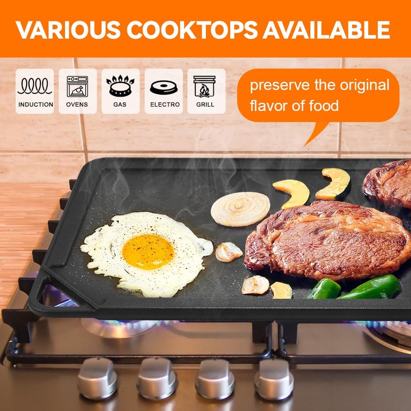 GGC Cast Iron Griddle for Gas Stove, Reversible Griddle for Gas Grills, 20 x 10 Flat and Ribbed Griddle Plate for Outdoor and Indoor Cooking - Image 5