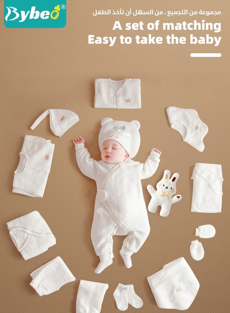 Bybeo 18PCS Newborn Baby Gift Set Newborn Layette Gift Set for Boys and Girls Babies Essential Clothes Accessories with Baby Blanket 100% Premium Cotton for Spring Summer Autumn Winter Four Seasons - Image 4