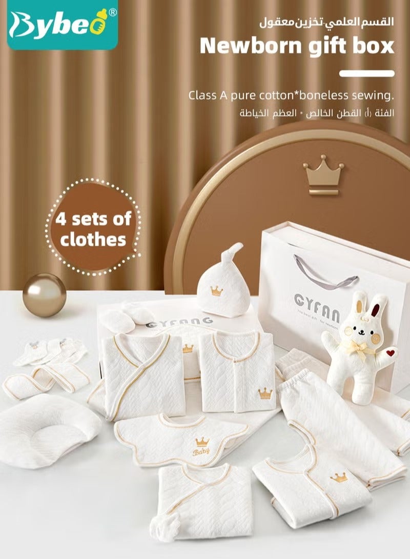 Bybeo 18PCS Newborn Baby Gift Set Newborn Layette Gift Set for Boys and Girls Babies Essential Clothes Accessories with Baby Blanket 100% Premium Cotton for Spring Summer Autumn Winter Four Seasons - Image 2