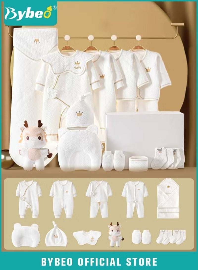 Bybeo 18PCS Newborn Baby Gift Set Newborn Layette Gift Set for Boys and Girls Babies Essential Clothes Accessories with Baby Blanket 100% Premium Cotton for Spring Summer Autumn Winter Four Seasons - Image 1