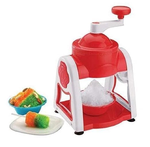 KANDPAND KANDPAND Ice Gola Slush Maker Compact Ice Maker at Home Manual Ice Crusher Slush Machine with Steel Blade Ice Shaver and Ice Shreader with 3 Bowl 1 Glass 6 Sticks 1 Dish Red Color  - Image 2