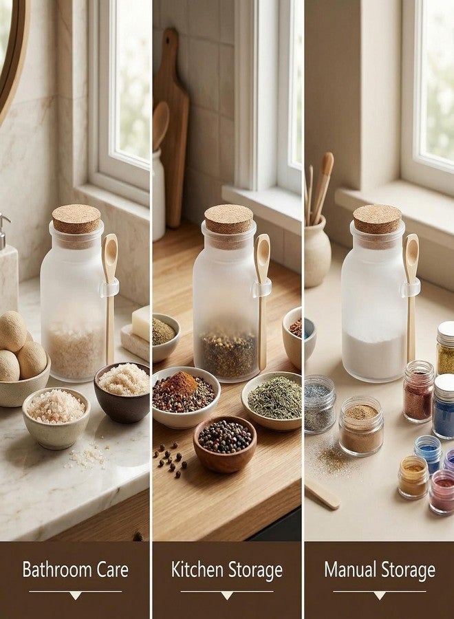 XINGZI 2Pcs 300g/10oz Frosted ABS Empty Bath Salts Jars with Cork and Spoon Multipurpose Mask Powder Body Butter Storage Canisters Cans Pots Tins Bottles Containers Crocks for Cosmetic Storage - Image 5