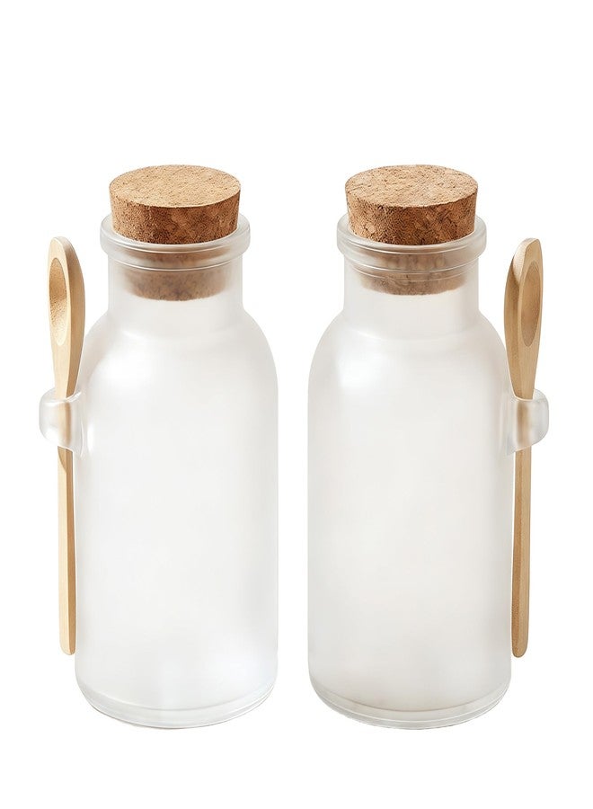 XINGZI 2Pcs 300g/10oz Frosted ABS Empty Bath Salts Jars with Cork and Spoon Multipurpose Mask Powder Body Butter Storage Canisters Cans Pots Tins Bottles Containers Crocks for Cosmetic Storage - Image 1