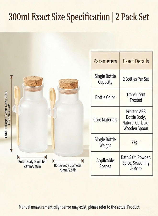 XINGZI 2Pcs 300g/10oz Frosted ABS Empty Bath Salts Jars with Cork and Spoon Multipurpose Mask Powder Body Butter Storage Canisters Cans Pots Tins Bottles Containers Crocks for Cosmetic Storage - Image 2