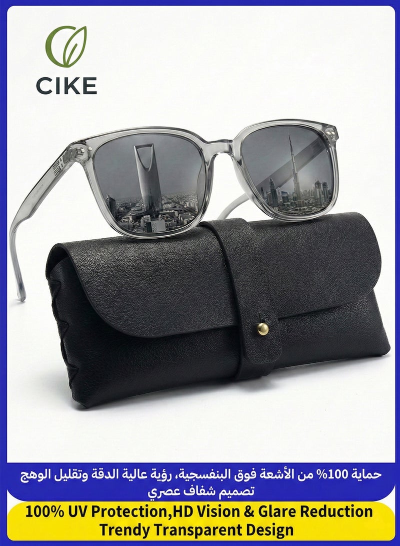 سيكي نظارات شمسية شفافة وأنيقة للرجال والنساء من CIKE - حماية 100% من الأشعة فوق البنفسجية ورؤية عالية الدقة مضادة للوهج - نظارات بإطار شفاف وخفيف الوزن للقيادة وصيد الأسماك وركوب الدراجات - Image 1
