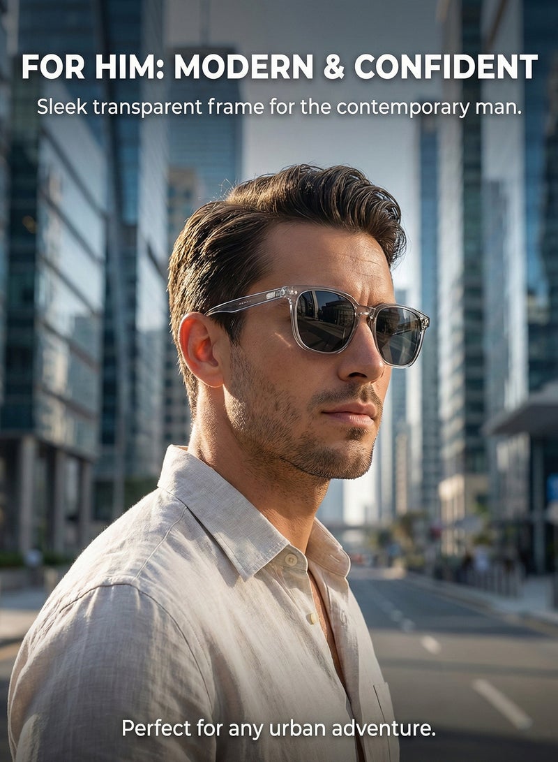 سيكي نظارات شمسية شفافة وأنيقة للرجال والنساء من CIKE - حماية 100% من الأشعة فوق البنفسجية ورؤية عالية الدقة مضادة للوهج - نظارات بإطار شفاف وخفيف الوزن للقيادة وصيد الأسماك وركوب الدراجات - Image 3
