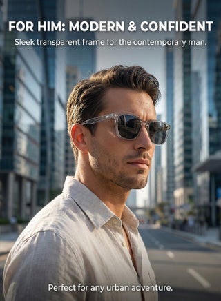 CIKE Stylish Transparent Sunglasses for Men & Women - 100% UV Protection & Anti-Glare HD Vision - Lightweight Clear Frame Eyewear for Driving, Fishing & Cycling - view 3