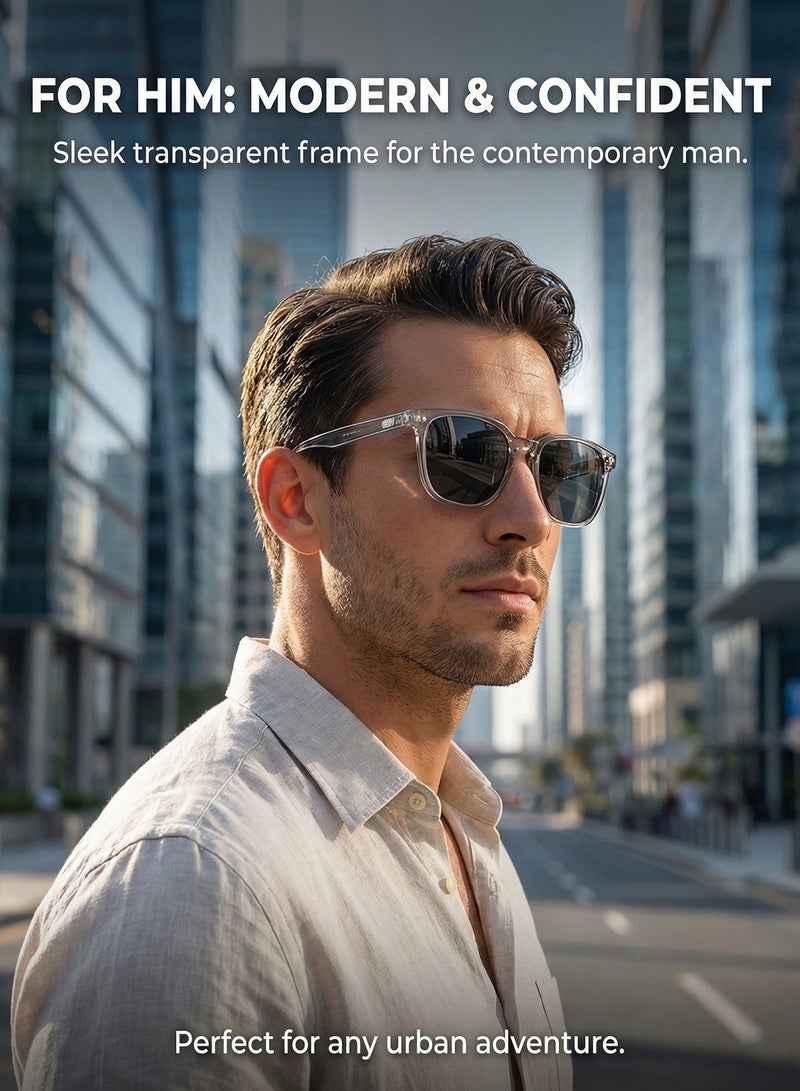 سيكي نظارات شمسية شفافة وأنيقة للرجال والنساء من CIKE - حماية 100% من الأشعة فوق البنفسجية ورؤية عالية الدقة مضادة للوهج - نظارات بإطار شفاف وخفيف الوزن للقيادة وصيد الأسماك وركوب الدراجات - Image 3