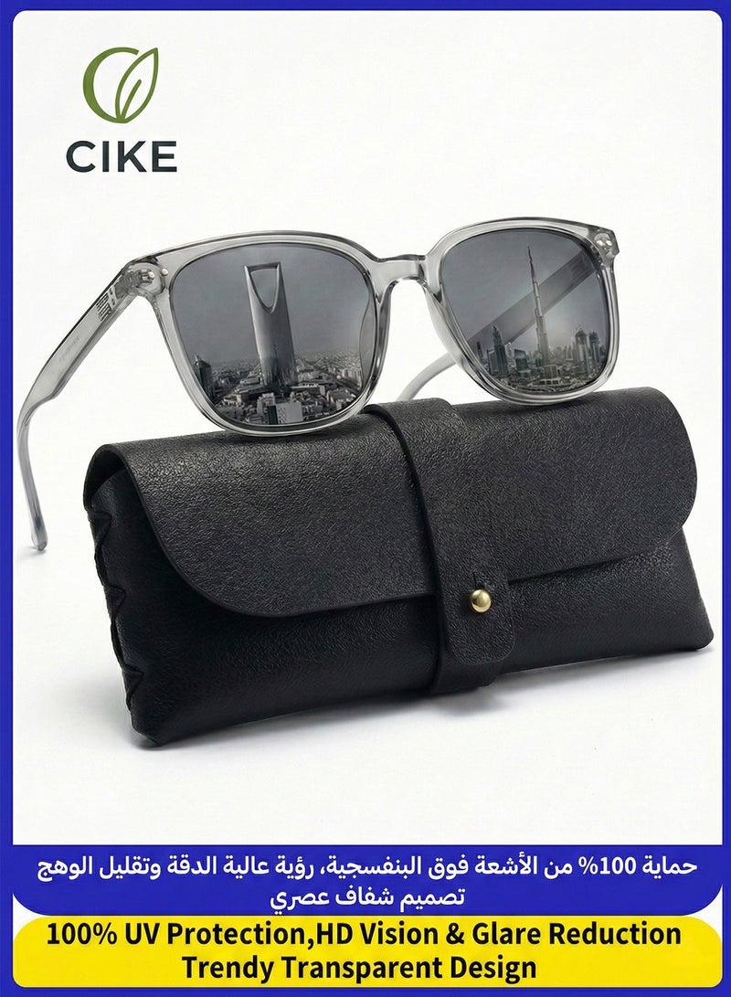 سيكي نظارات شمسية شفافة وأنيقة للرجال والنساء من CIKE - حماية 100% من الأشعة فوق البنفسجية ورؤية عالية الدقة مضادة للوهج - نظارات بإطار شفاف وخفيف الوزن للقيادة وصيد الأسماك وركوب الدراجات - Image 1