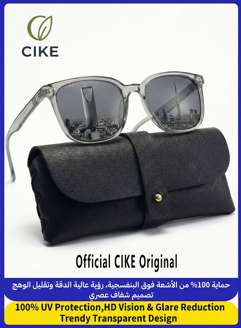 CIKE Stylish Transparent Sunglasses for Men & Women - 100% UV Protection & Anti-Glare HD Vision - Lightweight Clear Frame Eyewear for Driving, Fishing & Cycling - Image 1