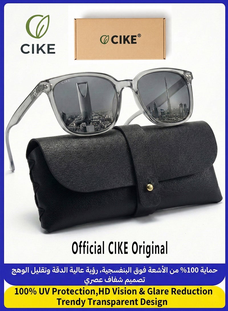 CIKE Stylish Transparent Sunglasses for Men & Women - 100% UV Protection & Anti-Glare HD Vision - Lightweight Clear Frame Eyewear for Driving, Fishing & Cycling - Image 1